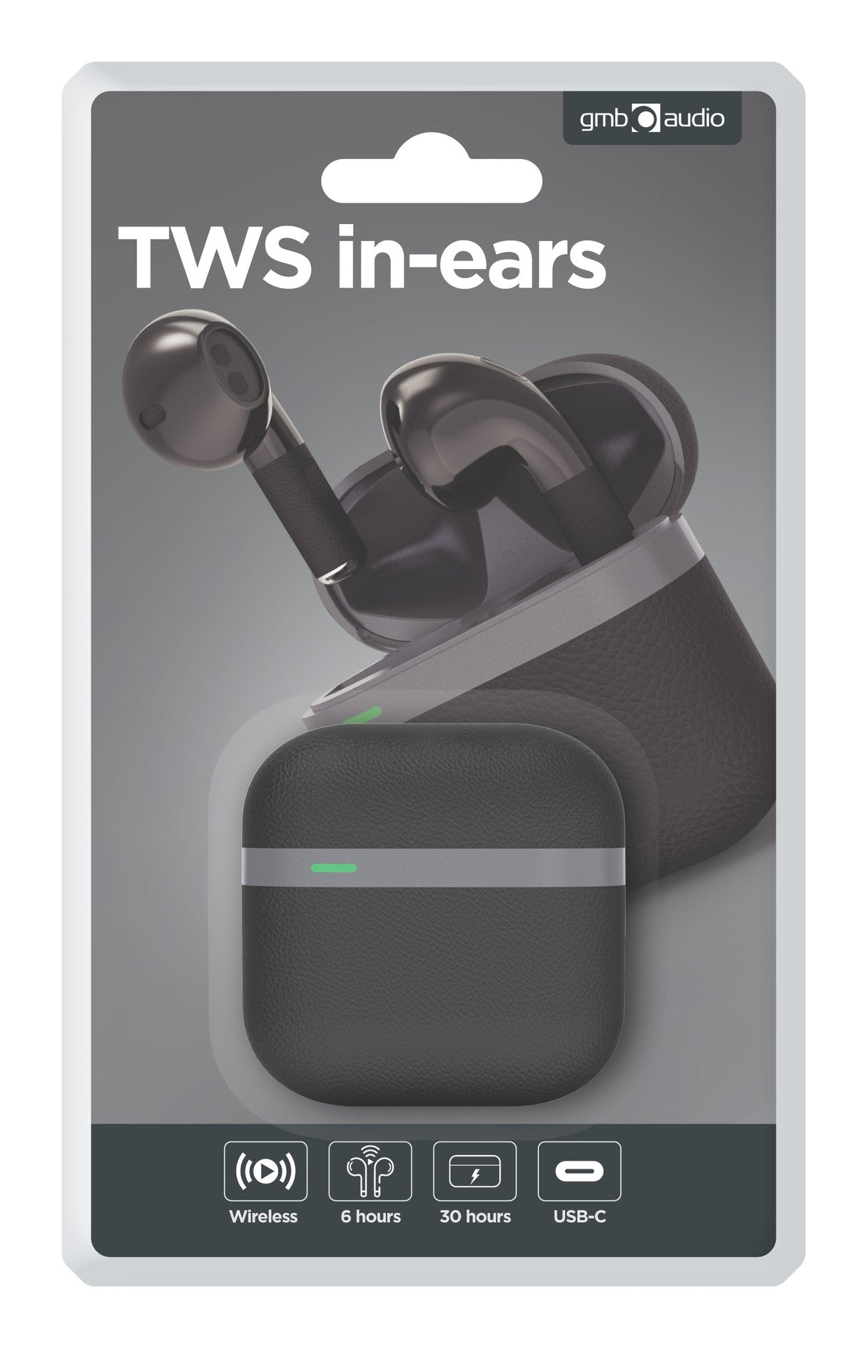 Auriculares Gembird Bluetooth Tws-02-Bk  Negro Gris