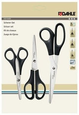 Dahle Home Pack De 3 Tijeras De Acero Inoxidable 13, 15 Y 20cm - Hojas Afiladas - Mangos En Plastico Abs - Negro