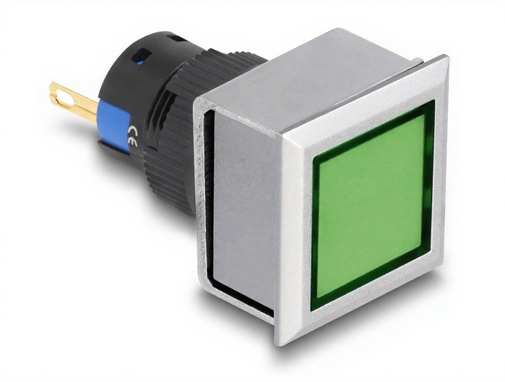 16 Mm Kunststoff Signallampe Grün   Lötversion   Viereckig