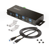 Startech.Com Hub Usb Industrial De 7 Puertos Gestionado Caja De Metal Montaje Din, Pared, Escritorio - Usb 3.2 Gen 1 5gbps