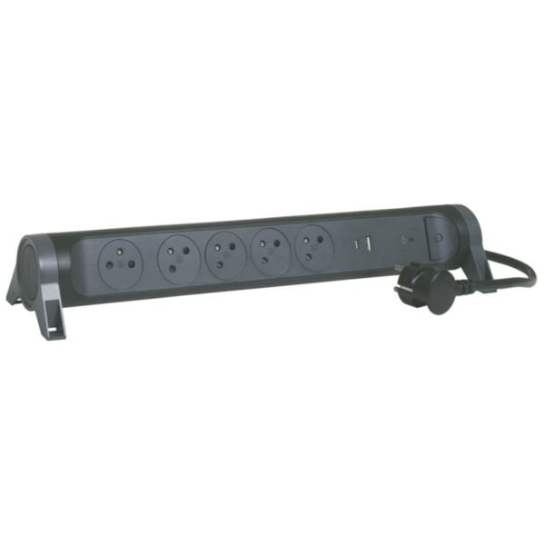 Przedluzacz Ochr. 5x2pz +Usb A/C 1,5m Czarny