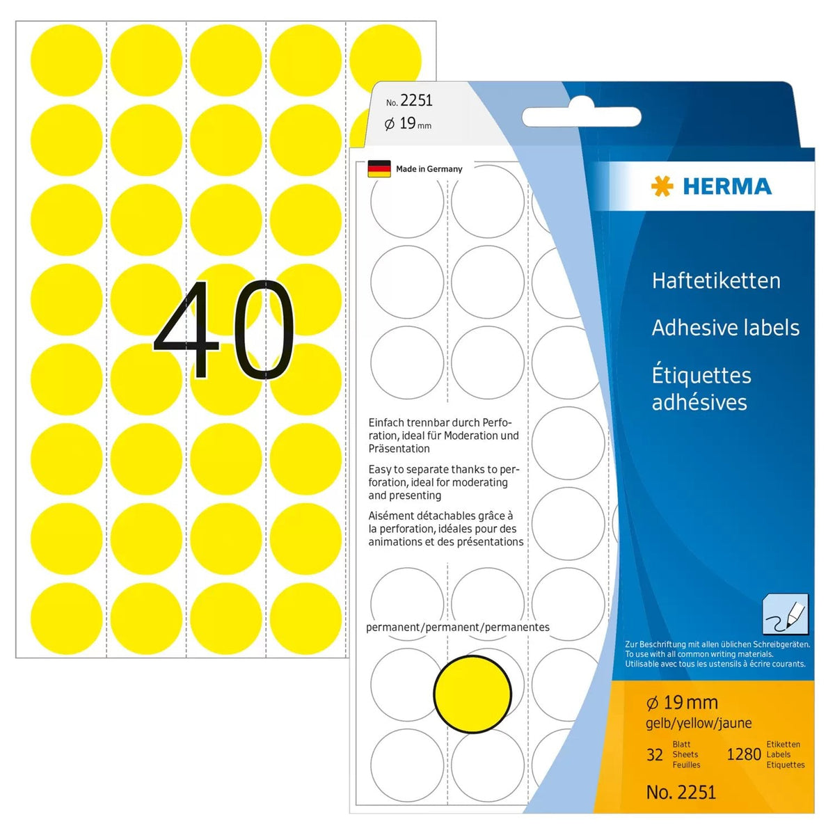 Herma Klebepunkte Ø 19,0 Mm Amarillo