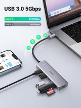 Hub  Ugreen 50985 De Interfaz Usb 3.2 Gen 1 (3.1 Gen 1) Type-A 5000 Mbit/S Plata