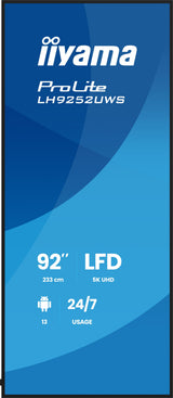 EAN 4948570128051 - iiyama LH9252UWS-B1AG pantalla de señalización Diseño de quiosco 2,34 m (92") LCD Wifi 500 cd / m² UltraW imagen 2
