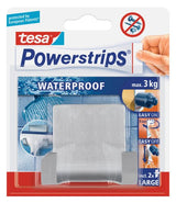 Tesa Gancho Adhesivo Doble (Acero) + Tiras, Resistentes Al Agua