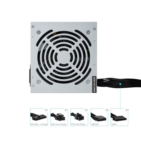 EAN 8433281010260 - TooQ TQAPOLO-500SP unidad de fuente de alimentación 500 W 20+4 pin ATX ATX Plata imagen 3