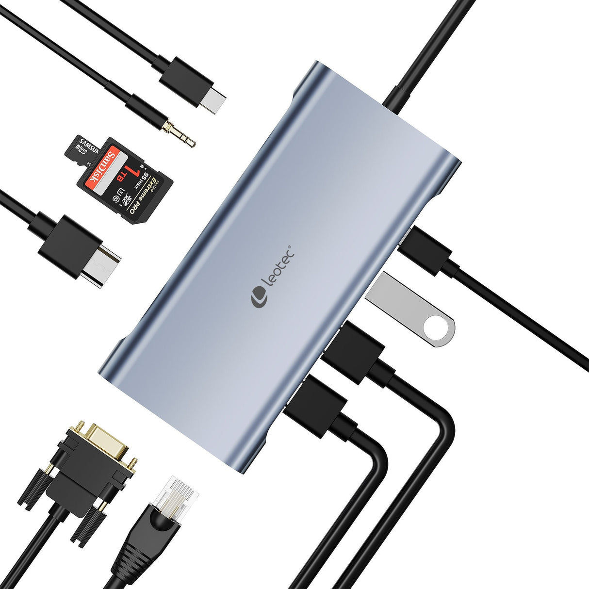 Leotec Docking Station 11-1 1usb-C Pd100 3usb3.0 1usb-C 1 Hdmi 1vga 1tjsd Mcsd