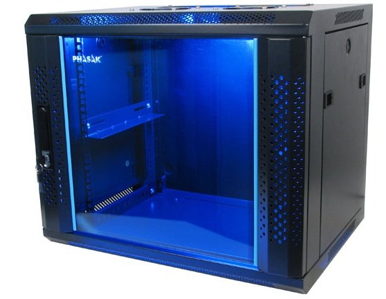 Armario Rack Mural Phasak Pro 15u Php 2115 600x450 Negro + Ventilacion + Iluminacion Php 2115