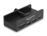 Delock Externer Usb 5 Gbps Hub Mit 2 X Usb Typ-A, 1 X Usb Type-C? Und Sd + Micro Sd Slot Mit Feststellschraube (Negro) 64263