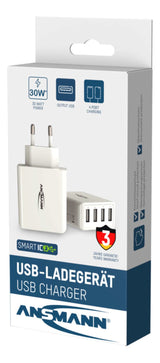 Ansmann Cargador Pared Usb 5v Dc 3000ma 30w 4xusb Blanco