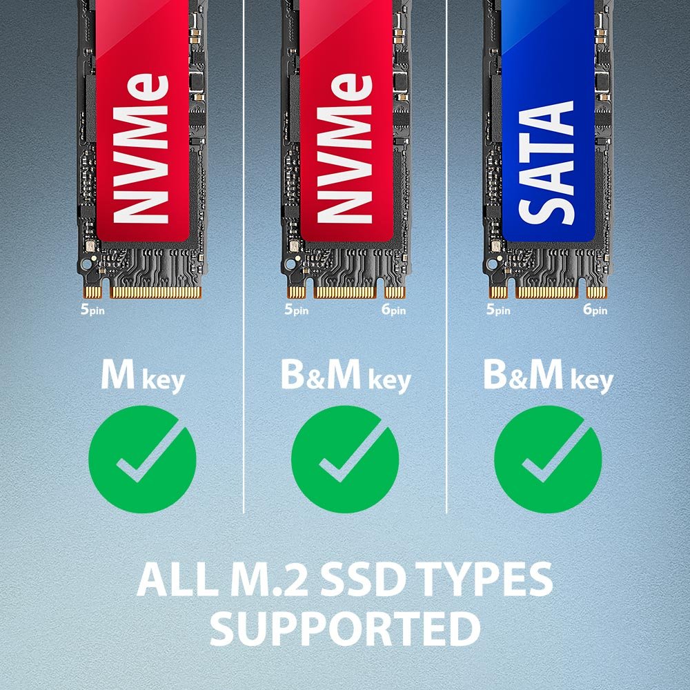 Adm2-Am Adapter Usb3.2 Gen 2 M.2 Nvme/Sata Ssd 10gbps 10cm Usb-A Cable