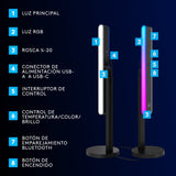 Logitech G Litra Beam Lx, Luz Led Principal Premium Para Streaming, Rgb De Doble Cara Con Truesoft, Para Streaming, Difusión, Lightsync, Bluetooth, Usb, Pc/Mac  Grafito