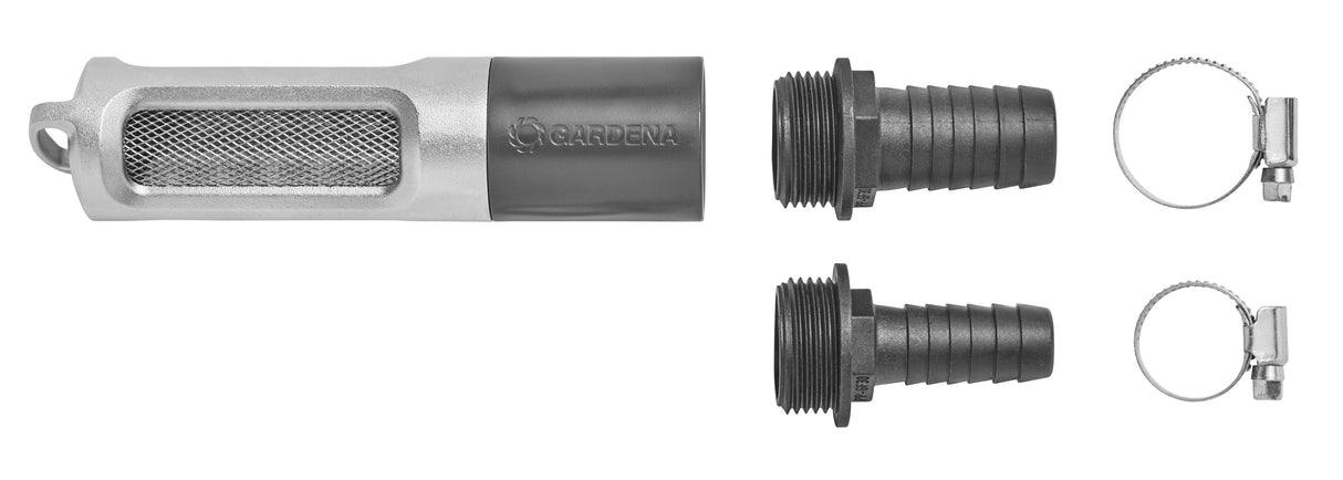 Filtro De Succión De Metal Gardena Con Parada De Flujo De Retorno, 19 Mm (3/4 ")/25 Mm (1") Gris/Plata, Con Efecto Colgante 09093-20