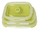Muitomas, Juego De Fiambreras De Silicona Plegables Para Alimentos, 3 Tamaños, Color Verde Salvia