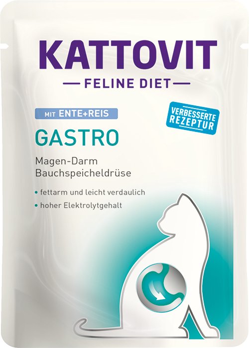 Comida Húmeda Para Gatos Kattovit Feline Diet Gastro Duck With Rice  85g