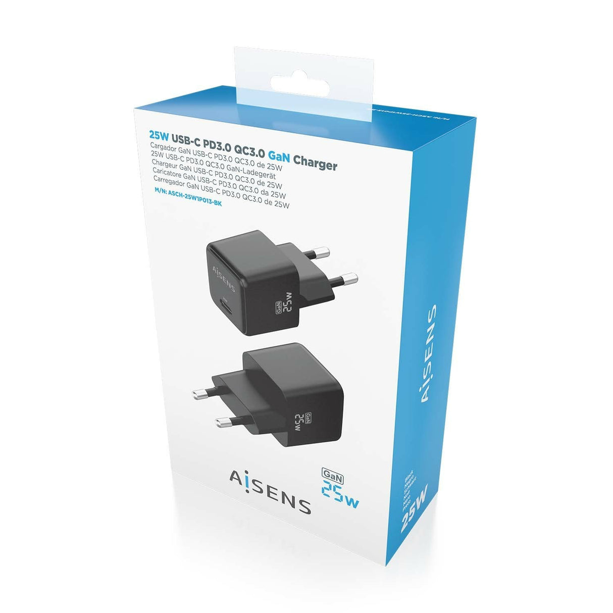 Aisens Cargador Gan 25w - 1xusb-C Pd3.0 Qc4.0 - Negro