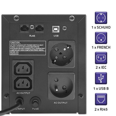 EAN 5901878537702 - Qoltec 53770 sistema de alimentación ininterrumpida (UPS) Línea interactiva 1,5 kVA 900 W 2 salidas AC imagen 5