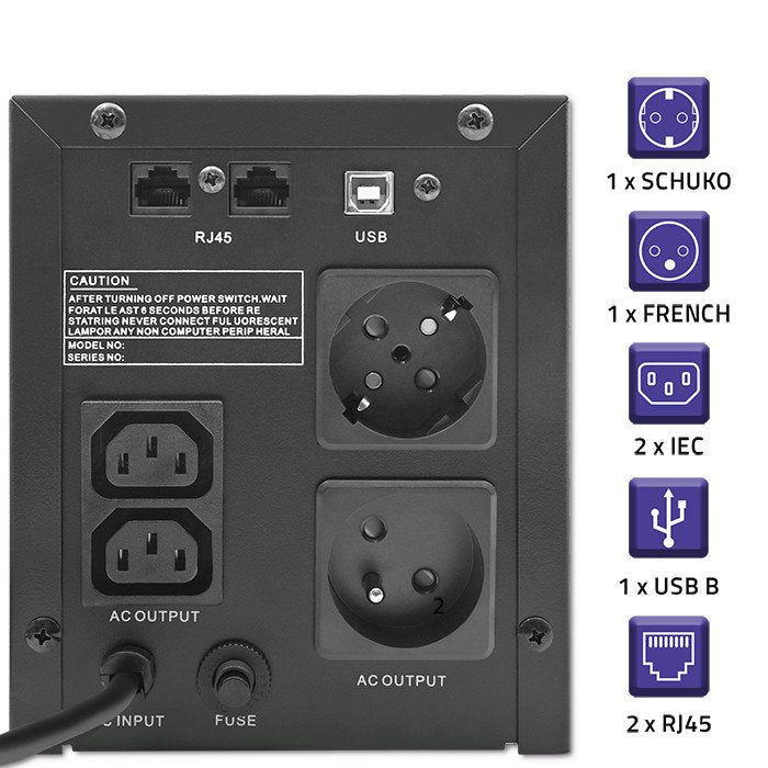 EAN 5901878537719 - Qoltec 53771 sistema de alimentación ininterrumpida (UPS) Línea interactiva 2 kVA 1200 W 2 salidas AC imagen 5