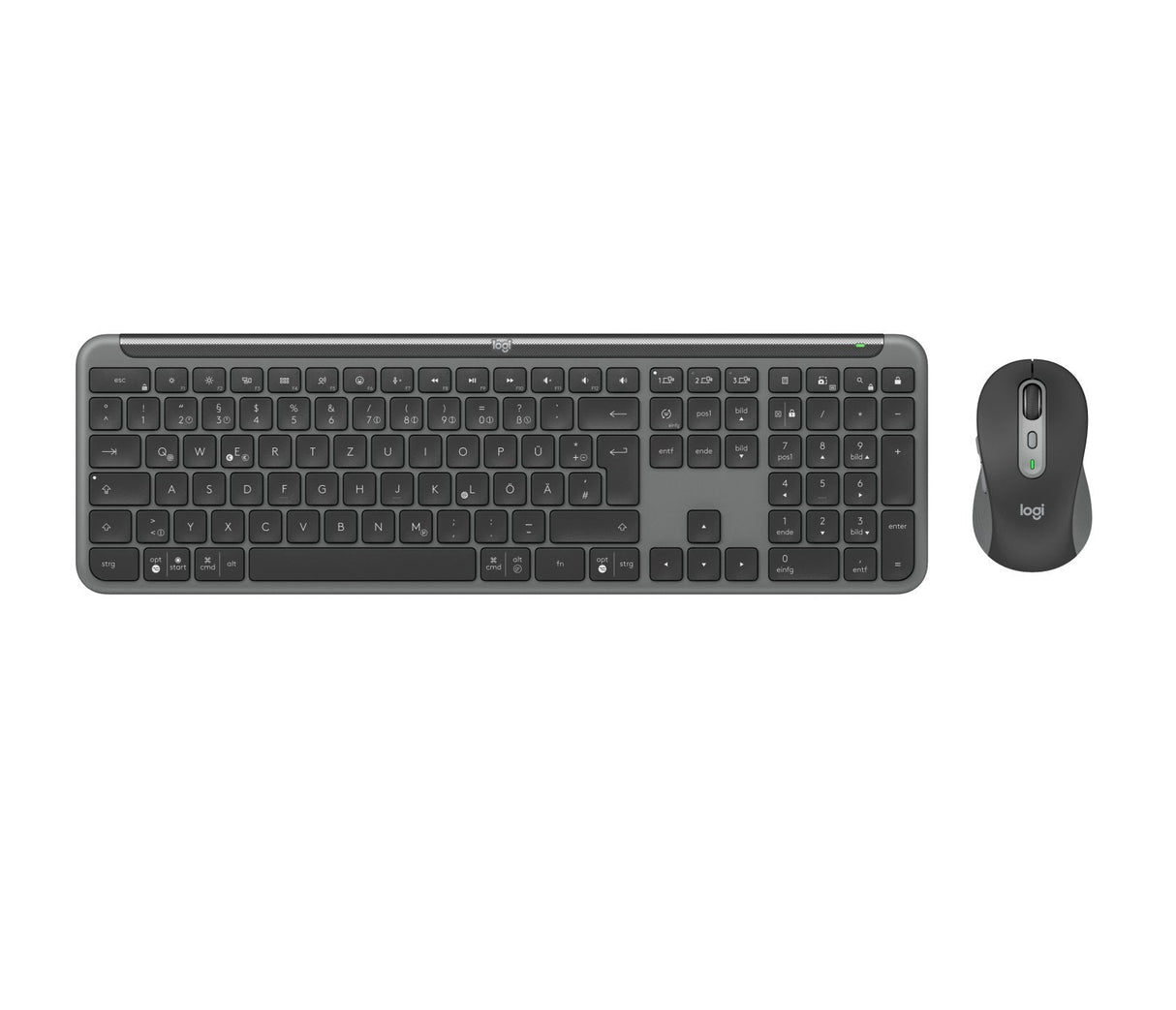 Teclado Alemán + Ratón Logitech Mk950 Signature Slim Rf Wireless + Bluetooth Qwertz Grafito
