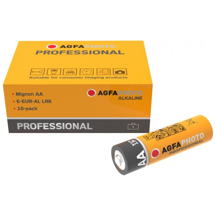 Agfaphoto Pila Alcalina, Mignon, Aa, Lr06, 1.5v Professional, Retail Box (10-Pack)