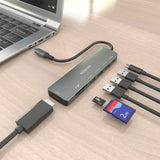 Aisens Usb-C Dock 7 En 1, Usb-C A 1xhdmi, 3xusb-A, 1xusb-C Pd 100w, 1xsd, 1xmicro Sd, Gris, 15cm
