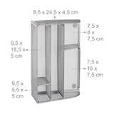 Relaxdays Escritorio-Organizer 5 Compartimentos, Metal Plateado