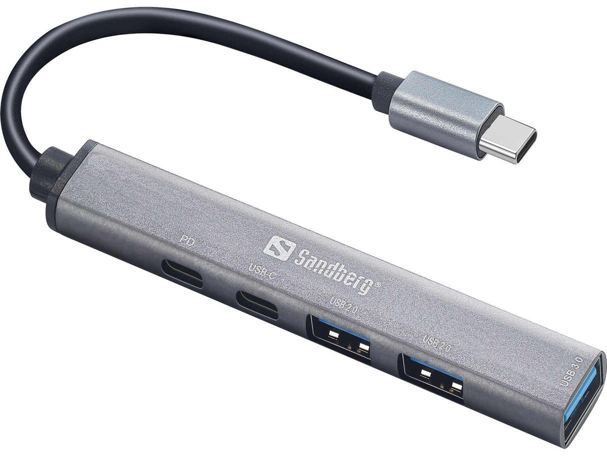 Sandberg 336-50 Hub Usb Tipo C 5000 Mbit/S 3xusb-A+2xusb-C Gris