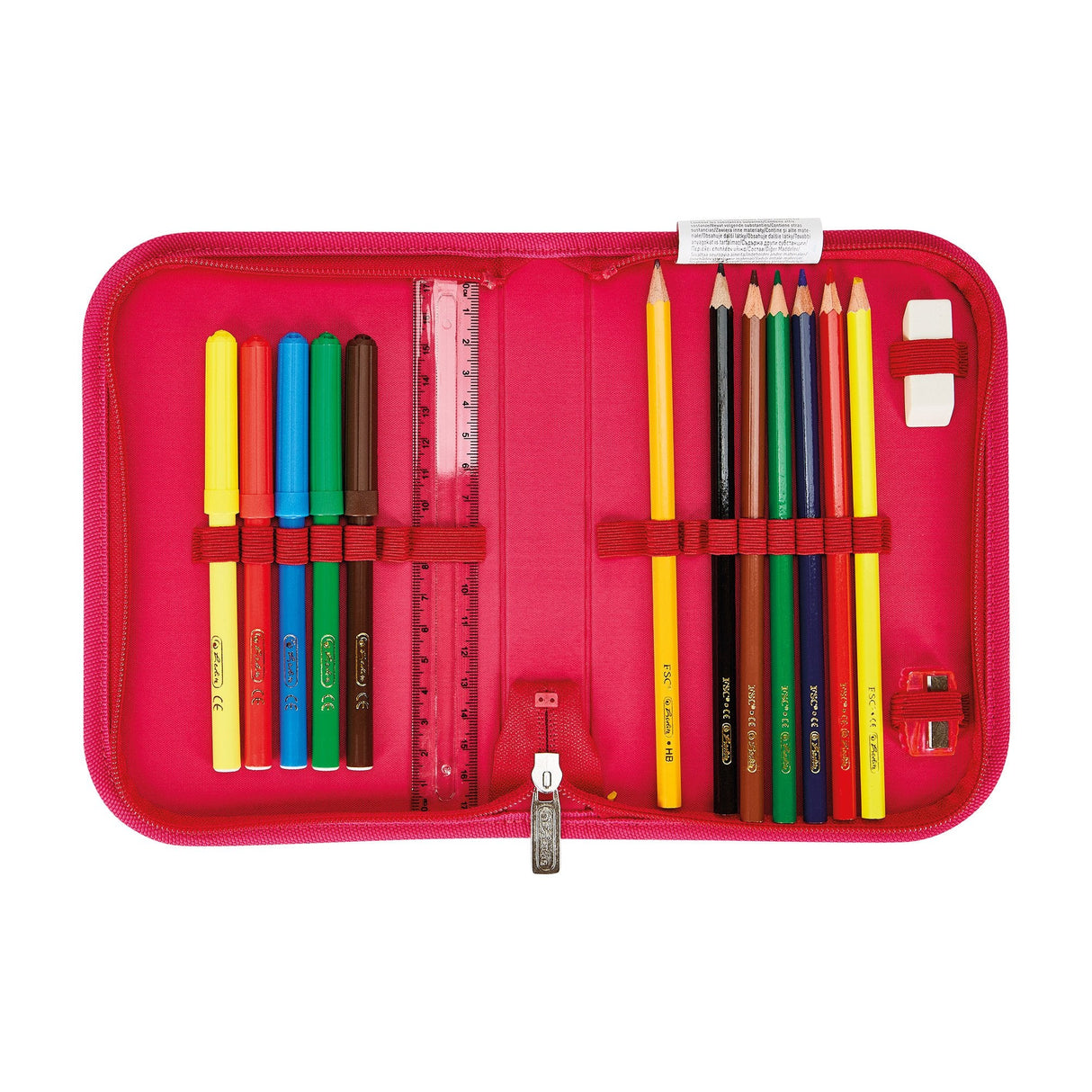 Herlitz Softlight Plus Stars&Strips Juego De Mochila Escolar Chica Poliéster Rosa, Rojo