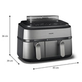 EAN 8720389047558 - Philips 5000 series NA555/00 freidora Doble 9 L Independiente 2750 W Freidora de aire caliente Plata imagen 6