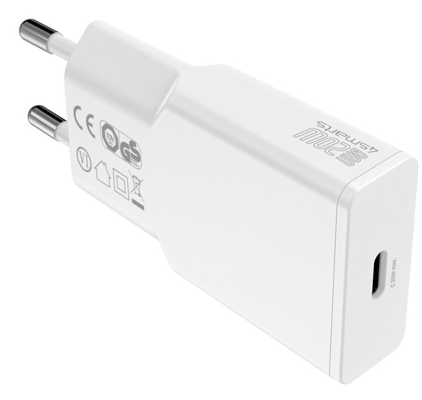 Cargador De Pared 4smarts  Pdplug Slim 20w Gan 1c + Usb-C Auf Lightning 1,5m, Blanco