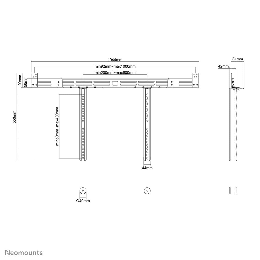 Soporte Universal Para Barra De Sonido, Ajustable En Profundidad (0-4,2 Cm) 10kg Awl29-750bl1 Neomounts