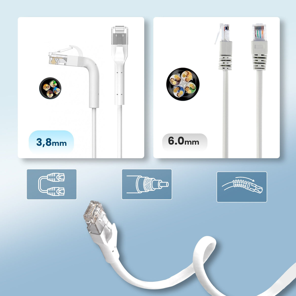 EAN 5906168639012 - Extralink Kat.6A U/FTP 10m 1Gbps Biały | Patchcord LAN | Miedź Kabel sieciowy skrętka, łamana końcówka (E imagen 13