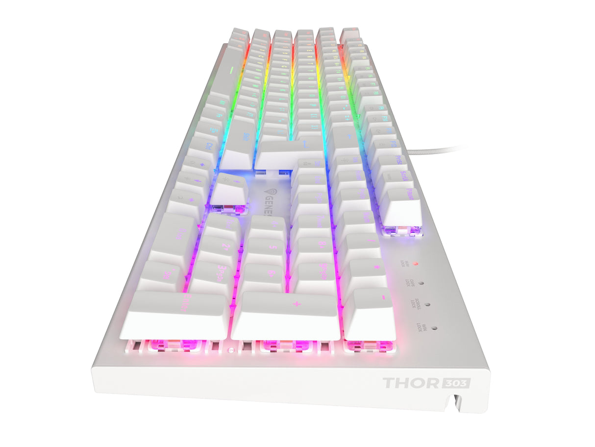 Teclado (Ingles) Mecánico Gaming Genesis Thor 303 Blanco Ee. Uu.  Rgb