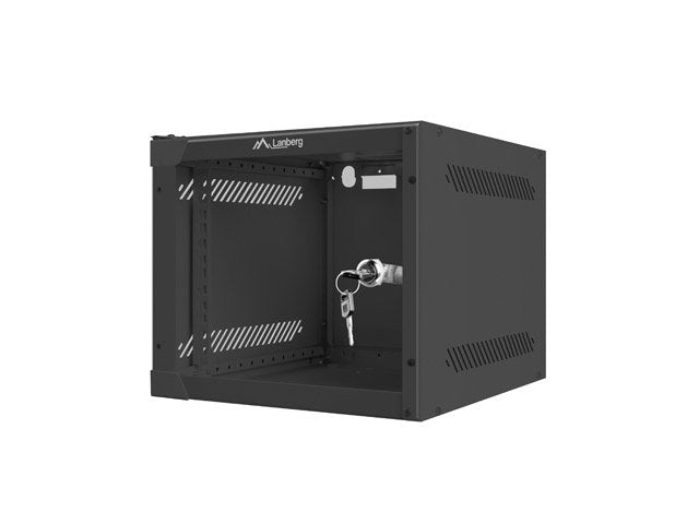 Lanberg Armario Rack 10 Montaje Pared 4u / 280x310 Para Autoarmas (Paquete Plano) Con Puerta De Cristal Black Lanberg