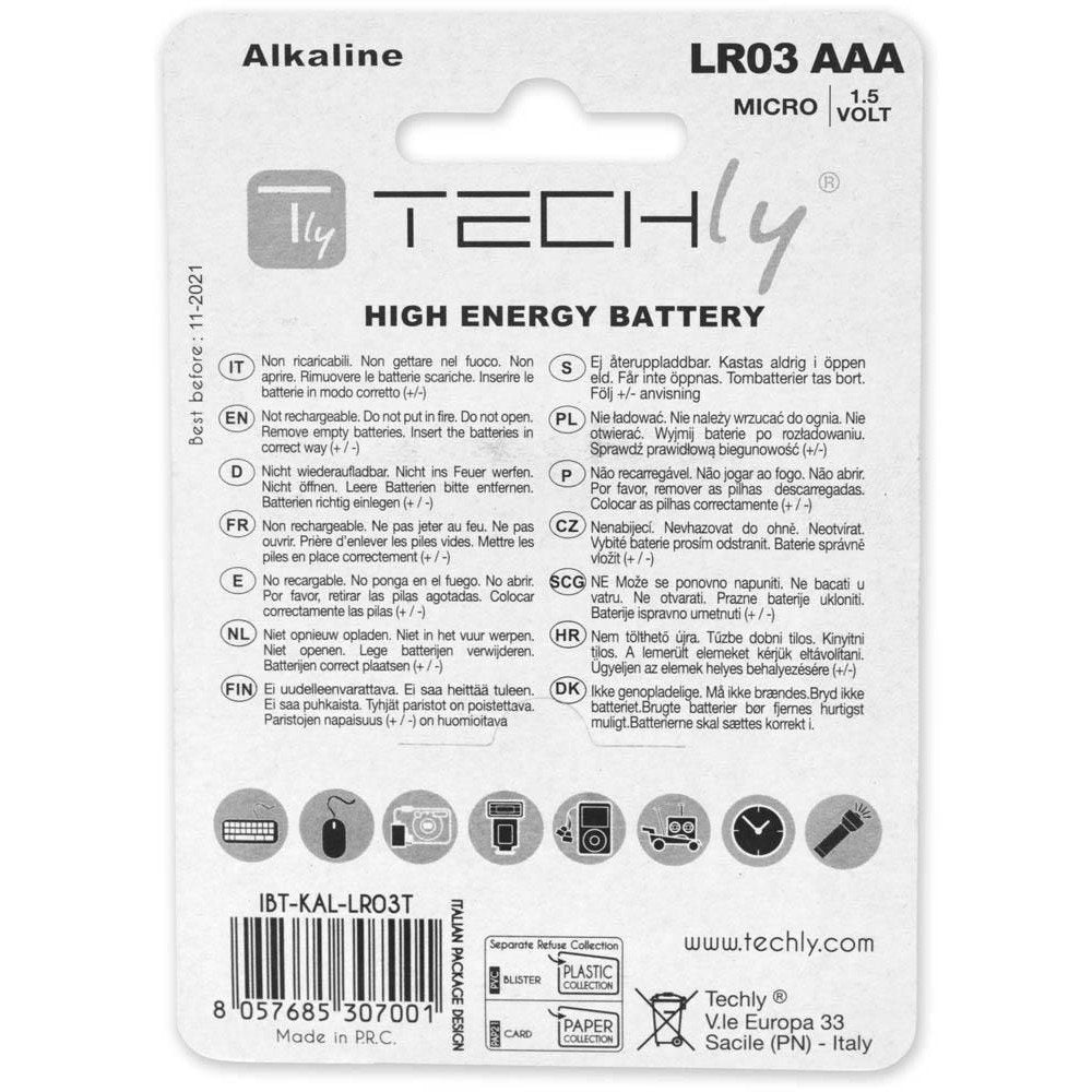 EAN 8057685307001 - Techly LR03 AAA 1.5V Batería de un solo uso Alcalino imagen 2