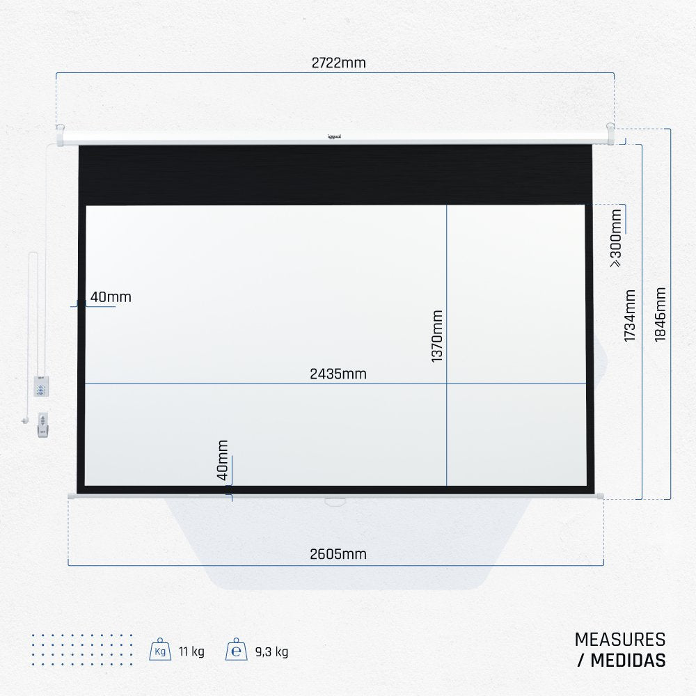 Iggual Pantalla Mural Pan.110"243x137 Cm Eléctrica