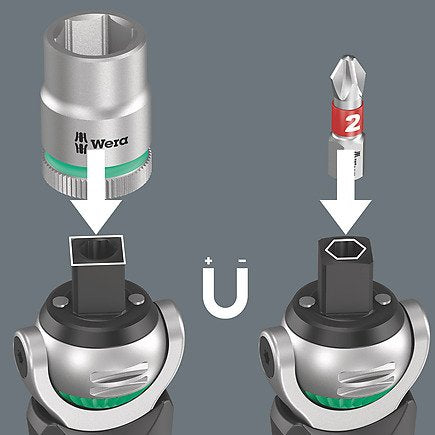 Wera 8009 Zyklop  4 Juego De Trinquete Métrico / Imperial