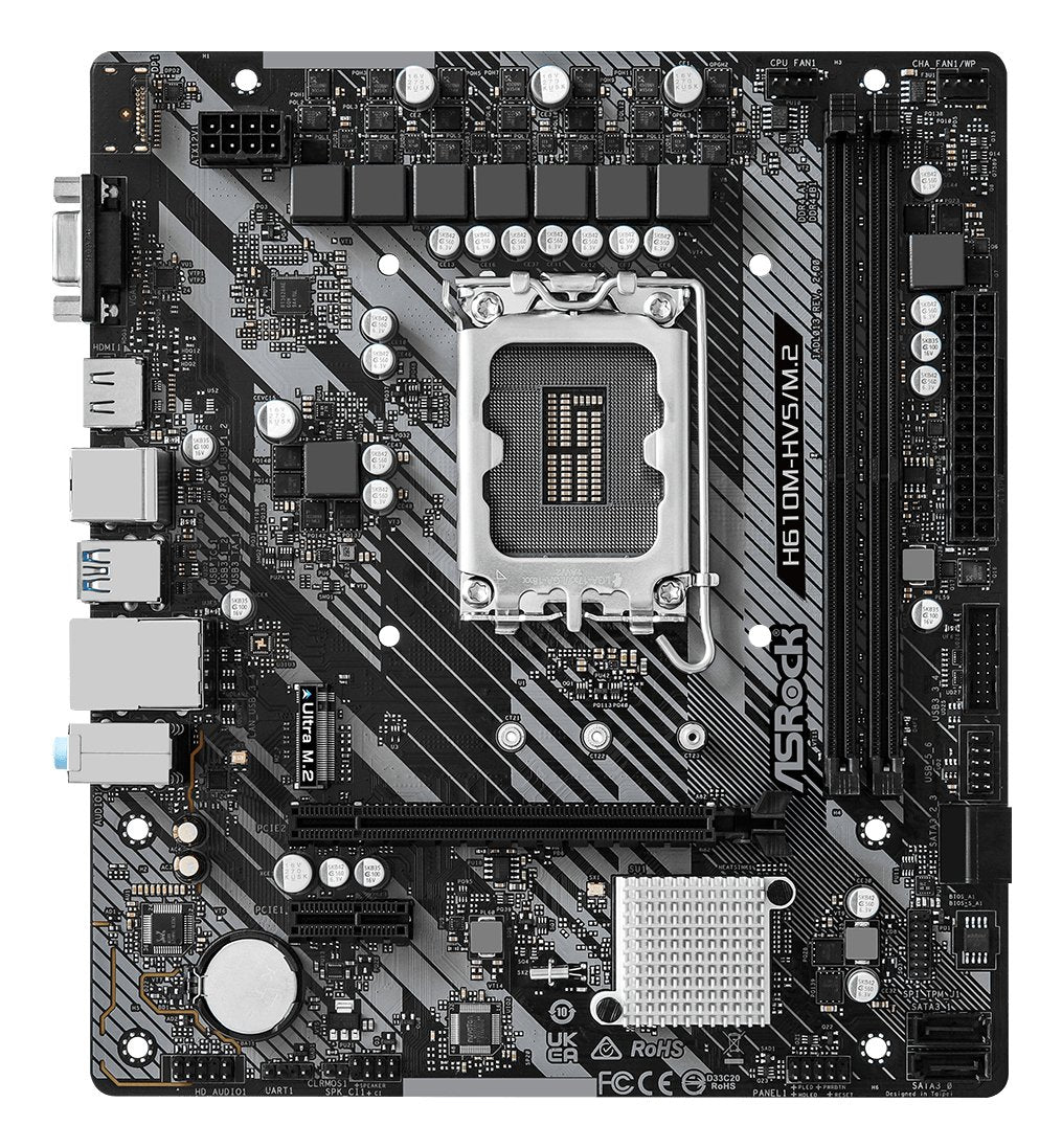 Placa Base Asrock H610m-Hvs/M.2 R2.0 Intel H610 1700 Micro Atx 2 Ddr4 Vga Hdmi Pcie4 1x M.2