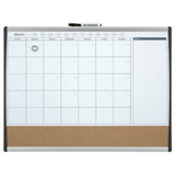 Nobo Planificador Pizarra Magnetica Pequeña Con Tablero De Anuncios De Corcho 585x430mm - Semanal Y Mensual - Marco Plateado Y Negro - Blanco