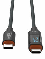 Cable Ansmann Usb 2.0 , Usb-C Stecker > Usb-C Stecker (Anthrazit, 2,0 Meter, Pd 3.1,  Laden Mit Bis Zu 140 Watt, Gesleevt, Integriertes Led Display) 1700-0171