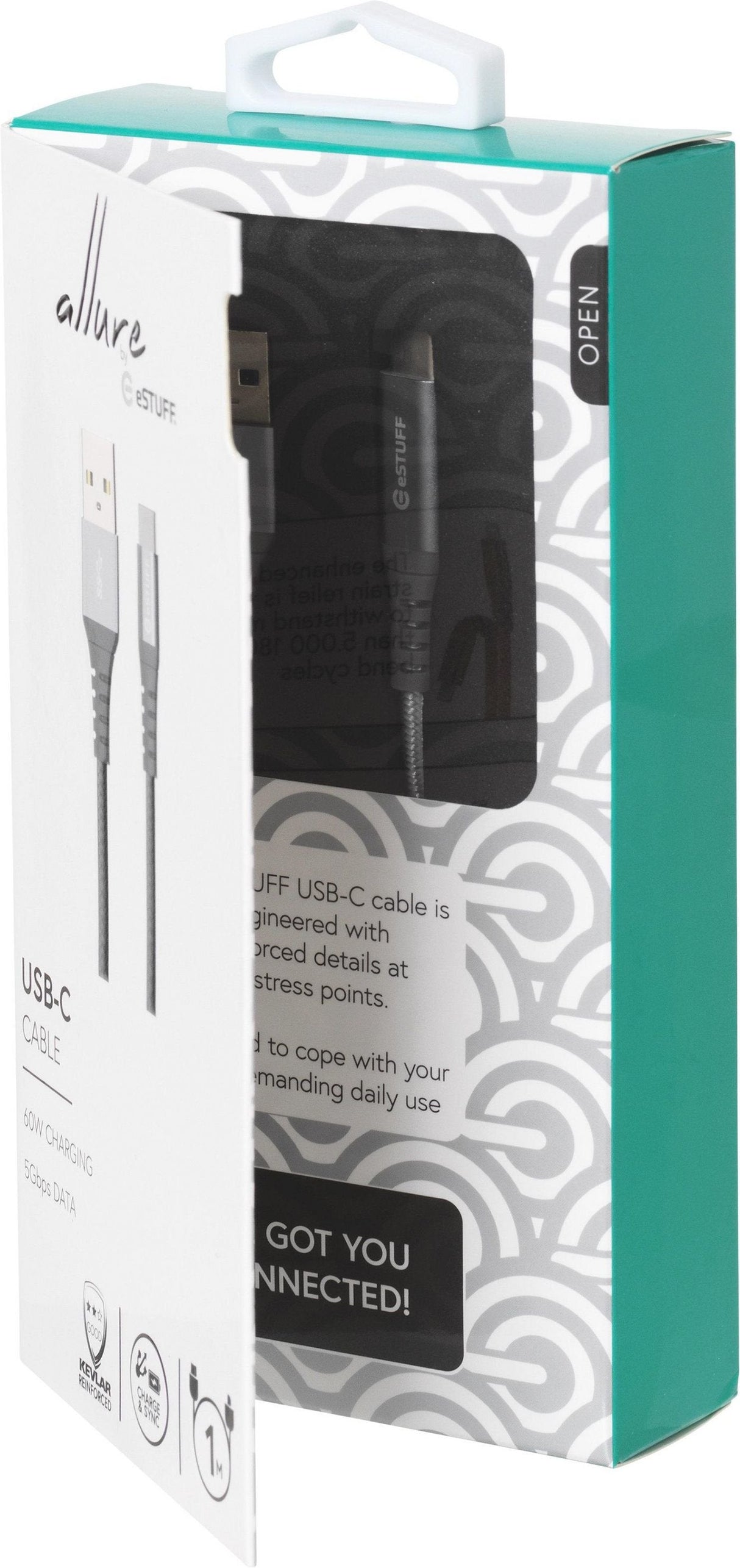 Estuff Es605151 Cable Usb 1 M Usb 3.2 Gen 1 (3.1 Gen 1) Usb C Usb A Gris