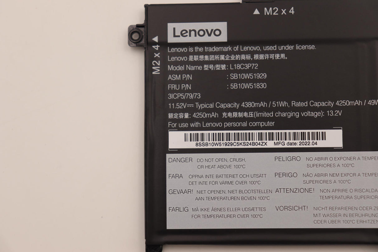 EAN 5715063028742 - Lenovo 5B10W51830 refacción para laptop Batería imagen 4