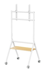 Aisens Soporte De Suelo Eco Con Rueda, 1 Bandeja Para Pantalla Interactiva/Tv 80kg De 37-86, Blanco+Madera