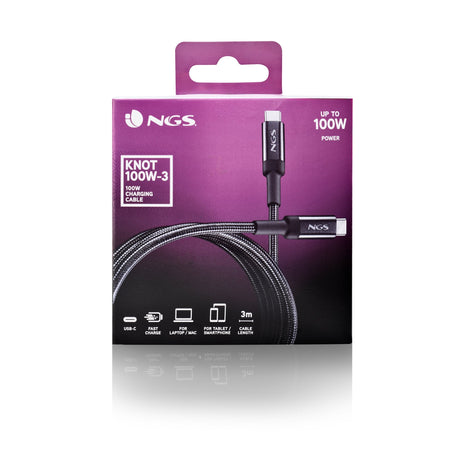 EAN 8435430625875 - NGS KNOT 100W-3 cable USB USB 2.0 3 m USB C Negro imagen 7