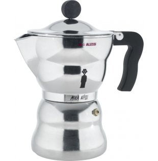 Alessi Aam33/6 Moka Espressomaschine Aus Aluminiumguss Negro, 6 Tasse