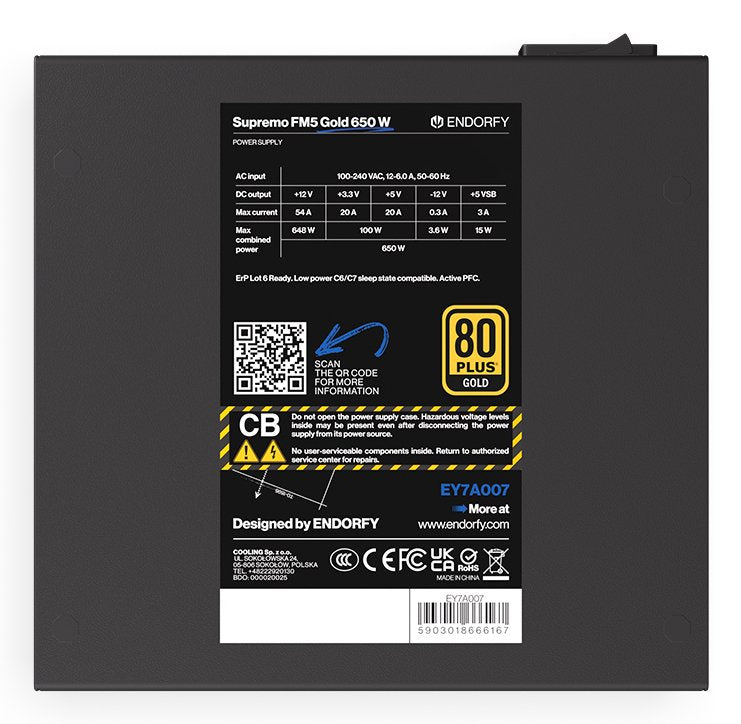EAN 5903018666167 - ENDORFY Supremo FM5 unidad de fuente de alimentación 650 W 18+10 pin ATX ATX Negro imagen 6