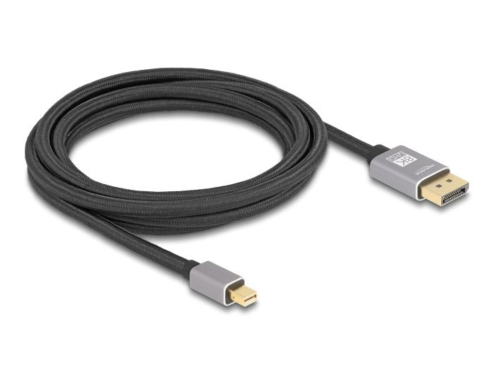Delock 81093 Cable Mini Displayport A Displayport 8k 60 Hz 3 M Gris Metal Sin Pestillo