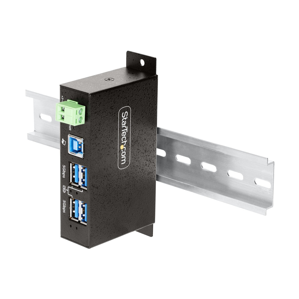 Startech.Com Hub Usb Industrial De 4 Puertos Gestionado - Servicio Pesado - Caja De Metal - Protección Esd Y Sobretensión - Montaje Din, Pared, Escritorio - Usb 3.2 Gen 1 5gbps