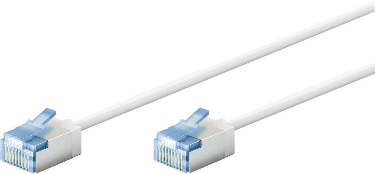 Goobay Cable Cat.6a Ultraflexible Delgado, U/Ftp Blanco, 0,5 Metros, Conector Extracorto 74328