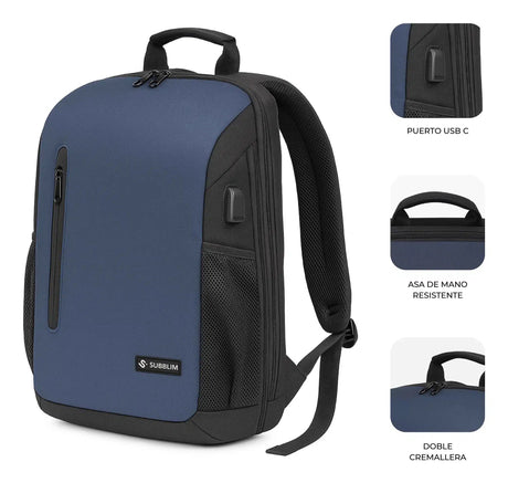 EAN 8436586743703 - SUBBLIM Nomad Xpand Air Padding mochila City backpack Azul Poliéster reciclado imagen 3